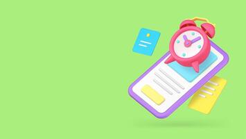 Smartphone app alarm clock reminder notification banner copy space illustration vector