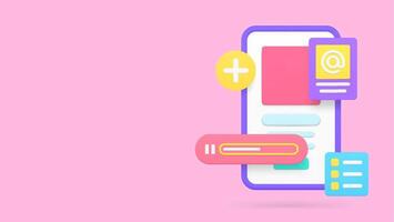 Smartphone application workflow screen interface banner copy space illustration vector