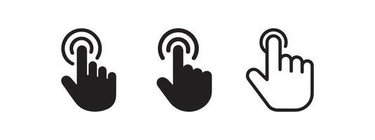 Hand Click Gesture Icon Set Touchscreen Tap Symbol UI UX Click vector