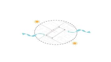 isometric architecture site analysis symbol icon element drawing graphic flat isolated . architecture element line sun wind vector
