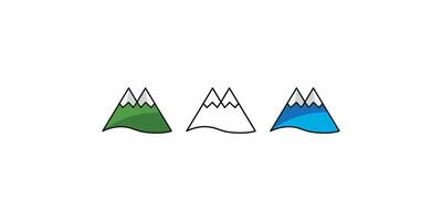 Mountain Icon Illustration in Outline and Colorful Design vector