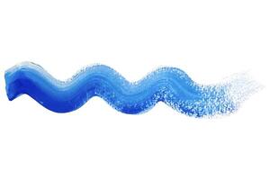 Wave brush stroke with acrylic or gouache blue paint, marine theme, wavy texture. tracing isolated on white background. vector