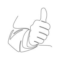 Continuous line drawing of victory symbol gesture vector