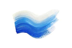 Blue brush wave stroke with acrylic or gouache paint, marine theme, wavy texture. tracing isolated on white background. vector