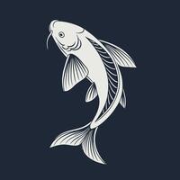 A Grass Carp white fish on a dark background vector