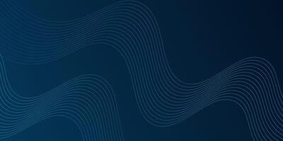 Abstract shiny wave lines on dark blue background. Geometric line art design. Simple modern shiny blue line art. eps10 vector