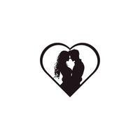 Minimalist Black and White Silhouette of a Couple Sharing an Intimate and Tender Moment vector