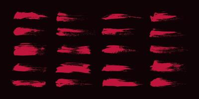 Red Grunge Brush Strokes and Lines. Creative brush lines with rough edges. Abstract freehand doodle line borders. Highlight splashes vector