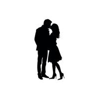 Timeless Silhouette of a Romantic Couple Sharing a Loving Embrace in Minimalist Black and White vector