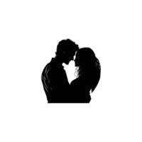 Romantic Silhouette of a Couple in a Timeless and Elegant Black and White Art Design vector