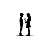 Minimalist Romantic Silhouette of a Couple Embracing in an Elegant Black and White Style vector