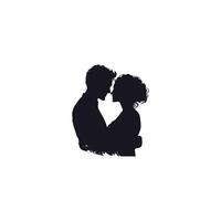 Romantic Minimalist Silhouette of a Couple in a Stylish Black and White Profile View vector