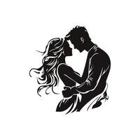 Minimalist Romantic Silhouette of a Couple in a Timeless Black and White Art Design vector
