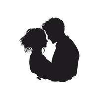 Passionate Silhouette of a Romantic Couple Embracing in a Minimalist Black and White Design vector