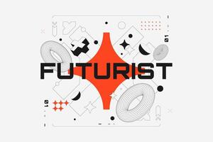 Minimalist retro futuristic composition background vector