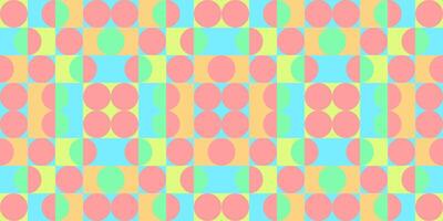 Vibrant geometric pattern featuring colorful circles and semi-circles in a grid layout. Uses pastel shades of pink, green, yellow, and blue, creating a visually appealing and symmetrical composition vector
