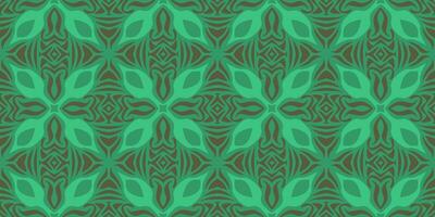 Seamless green and brown abstract floral pattern with symmetrical leaf shapes and intricate geometric designs, perfect for backgrounds, wallpapers, and textile prints vector