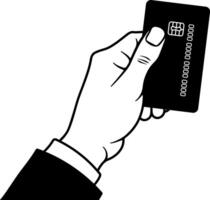 hand holding a black credit card or bank card without background vector