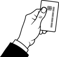 hand holding a credit card or bank card without background vector