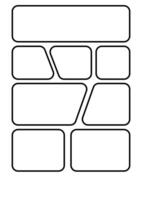 This image shows a manga storyboard or comic layout with various panel shapes and sizes, ideal for creating dynamic and engaging comic scenes vector