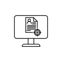 Computer with resume icon. Perfect for application, web, logo and presentation template. icon design line style vector