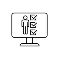 online survey, computer with checklist line style icon, illustration design vector