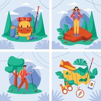 Hiking compositions in flat design vector