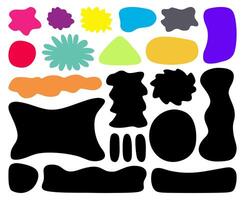 Abstract cloud and flower shapes sticker pack. Groovy funky flower, bubble, star, loop, waves in trendy cartoon style. Illustration with wavy elements vector