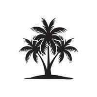 Silhouette of Tropical Palm Trees on an Island vector