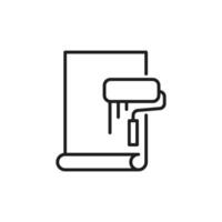 An outline icon symbolizing the renovation and construction industry, showcasing a paint roller and a wall representation. Perfect for themes related to home improvement and renovation projects vector