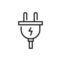 This is a minimalist outline icon that depicts a twopin electrical plug. It symbolizes electrical connectivity, which is essential in the fields of renovation and construction projects vector