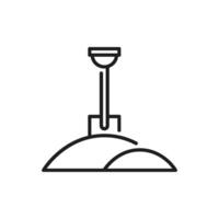 This outline icon depicts a detailed shovel next to a mound of earth, symbolizing construction and earth movement activities. Its versatile design suits various applications across multiple sectors vector
