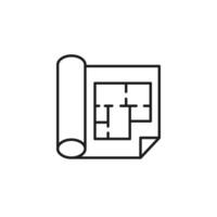 This minimalist icon presents a blueprint that signifies the critical aspects of construction and renovation, effectively embodying the essence of design and planning within the construction industry vector