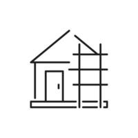 This minimalist outline icon symbolizes a house under renovation, serving as an excellent visual representation for construction and renovation projects with relevant industry elements vector