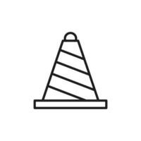 An outline icon illustrating a construction cone, which is frequently employed in traffic management and renovation projects to indicate caution and ensure safety on the roads and work sites vector