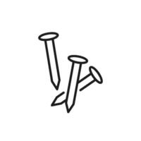 Stylized outline icons of nails, which are commonly utilized in various construction and renovation projects, represent essential tools that play a crucial role in the industry and its operations vector