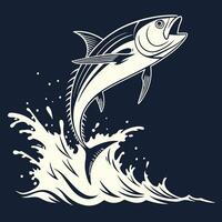 a tuna jumping out of the water with a wave vector