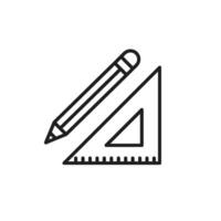 This appealing design prominently features a pencil and triangle ruler, making it perfect for construction, architecture, and renovation projects, showcasing a blend of style and practicality vector