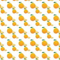 Pattern with fresh oranges on white background. vector