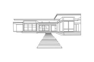 abstract modern Minimalist Single-Line House Drawing housing isolated outline illustration vector