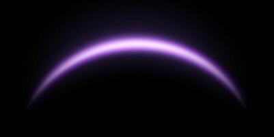 Purple magic arch with glowing particles, sunlight lens flare. Neon realistic energy flare arch. Abstract light effect on a black background vector