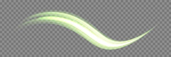 Glowing green lines. Neon realistic energy speed light effect vector