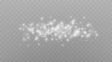 Silver magic sparks and dust stars. Glittering particles, sparkles. Glow flare light effect. Silver luminous points vector