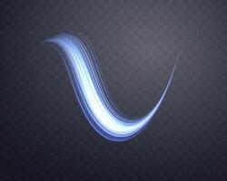 Glowing blue lines. Neon energy speed. Abstract light effect on a dark background vector