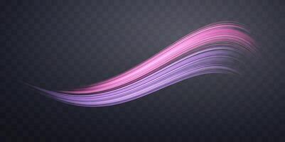 Glowing pink and purple lines. Dynamic neon realistic energy speed wave. Abstract curve twirl light effect on a dark background vector