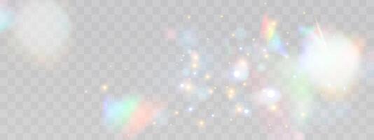 Blurred rainbow refraction overlay effect. Light lens prism effect, reflection, crystal flare leak shadow overlay. abstract illustration. vector