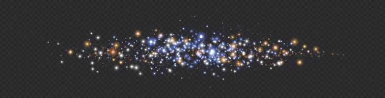 Blue glittering dots, particles, magic sparks. Glow flare light effect. Blue luminous points vector