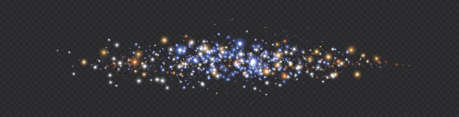 Blue glittering dots, particles, magic sparks. Glow flare light effect. Blue luminous points