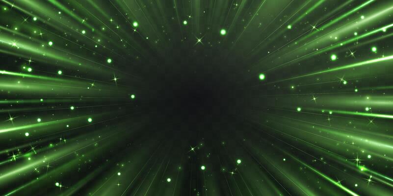 Radial speed rays, light neon flow, zoom in motion effect, green speed lines, colorful light trails, perspective stripes