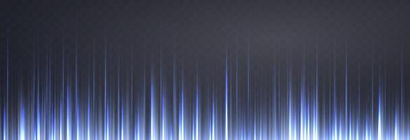 Vertical blue horizontal lines. Speed rays, velocity light neon flow, motion effect, colorful light trails, stripes, laser beams vector